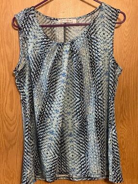 Notations Blue and Black Patterned Sleeveless Camisole